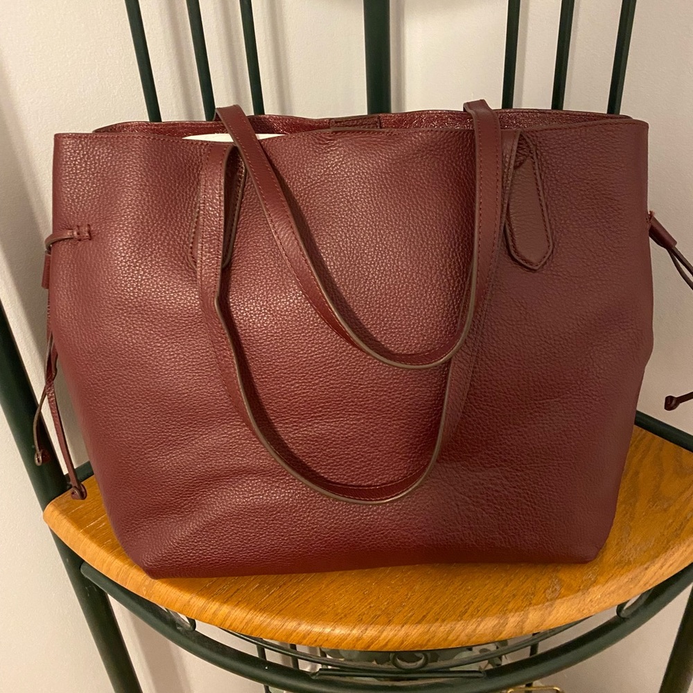 NEW All Leather Burgundy Tote (no tags)